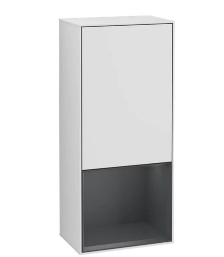 Шкафчик для ванной Villeroy & Boch Finion 41,8х93,6х27 см петли справа с подсветкой МДФ белый матовый лак/темно-синий матовый лак G550HGMT