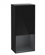 Шкафчик для ванной Villeroy & Boch Finion 41,8х93,6х27 см петли справа с подсветкой МДФ глянцевый черный лак/темно-синий матовый лак G550HGPH