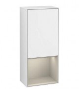Шкафчик для ванной Villeroy & Boch Finion 41,8х93,6х27 см петли справа с подсветкой МДФ глянцевый белый лак/песок матовый лак G550HHGF