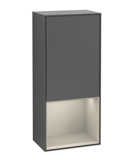 Шкафчик для ванной Villeroy & Boch Finion 41,8х93,6х27 см петли справа с подсветкой МДФ антрацит матовый лак/песок матовый лак G550HHGK
