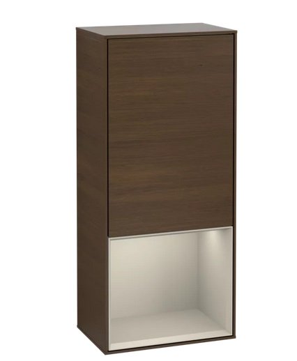 Шкафчик для ванной Villeroy & Boch Finion 41,8х93,6х27 см петли справа с подсветкой ДСП шпон грецкого ореха/песок матовый лак G550HHGN