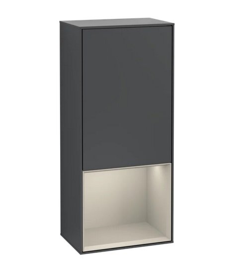 Шкафчик для ванной Villeroy & Boch Finion 41,8х93,6х27 см петли справа с подсветкой МДФ темно-синий матовый лак/песок матовый лак G550HHHG