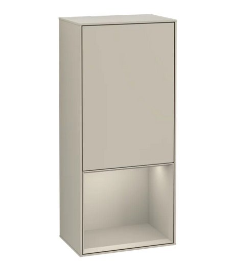 Шкафчик для ванной Villeroy & Boch Finion 41,8х93,6х27 см петли справа с подсветкой МДФ песок матовый лак G550HHHH