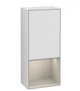 Шкафчик для ванной Villeroy & Boch Finion 41,8х93,6х27 см петли справа с подсветкой МДФ белый матовый лак/песок матовый лак G550HHMT