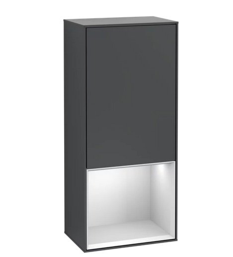 Шкафчик для ванной Villeroy & Boch Finion 41,8х93,6х27 см петли справа с подсветкой МДФ темно-синий матовый лак/белый матовый лак G550MTHG