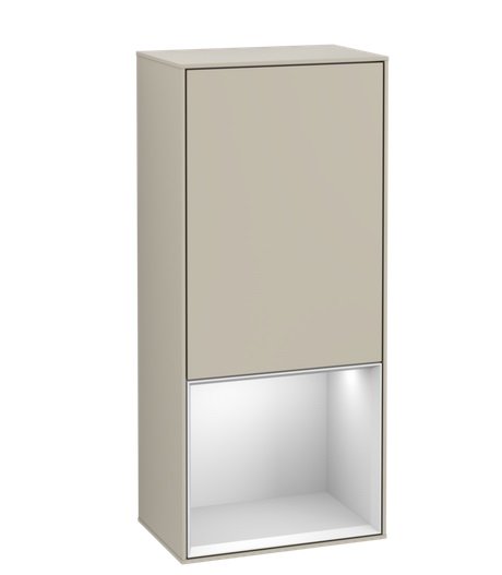 Шкафчик для ванной Villeroy & Boch Finion 41,8х93,6х27 см петли справа с подсветкой МДФ песок матовый лак/белый матовый лак G550MTHH