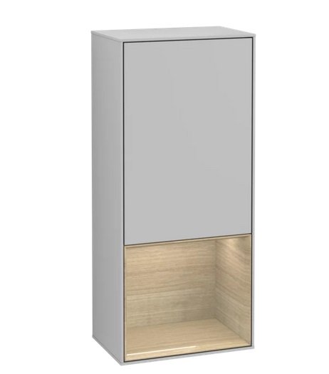 Шкафчик для ванной Villeroy & Boch Finion 41,8х93,6х27 см петли справа с подсветкой МДФ светло-серый матовый лак/шпон дуба G550PCGJ