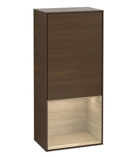 Шкафчик для ванной Villeroy & Boch Finion 41,8х93,6х27 см петли справа с подсветкой ДСП шпон грецкого ореха/шпон дуба G550PCGN