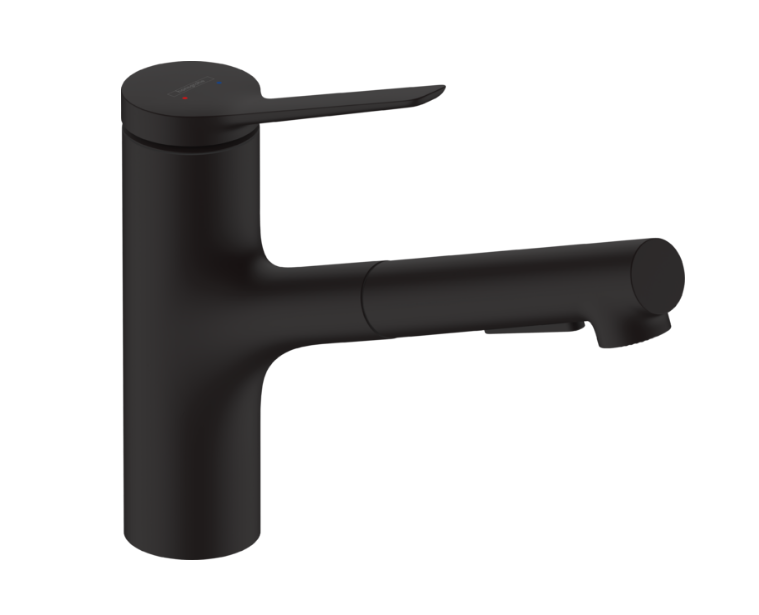 Змішувач для кухні з висувною лійкою Hansgrohe Zesis M33 150 з sBox lite одноважільний чорний матовий 74803670