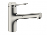 Змішувач для кухні з висувною лійкою Hansgrohe Zesis M33 150 з sBox lite одноважільний сталь 74803800