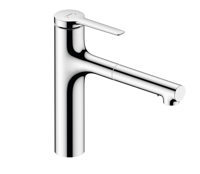 Змішувач для кухні з висувною лійкою Hansgrohe Zesis M33 160 з sBox lite одноважільний хром 74804000