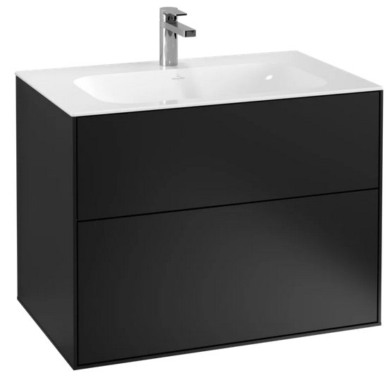 Тумба под раковину Villeroy & Boch Finion 79,6х49,8 см с подсветкой МДФ черный матовый лак G01000PD