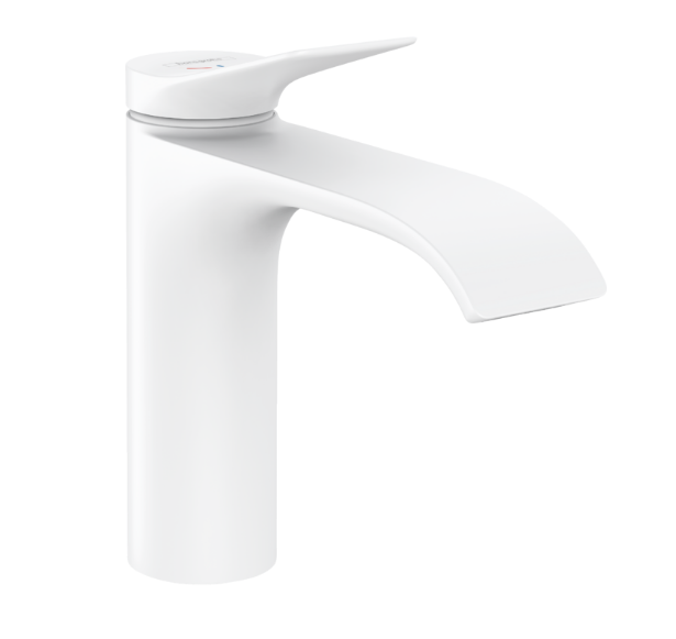 Змішувач для раковини Hansgrohe Vivenis 110 CoolStart одноважільний із зливним гарнітуром білий матовий 75023700