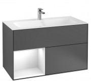 Тумба под раковину Villeroy & Boch Finion 99,6х49,8 см с подсветкой МДФ антрацит матовый лак/глянцевый белый лак F030GFGK