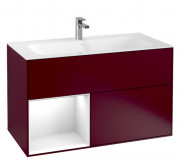 Тумба под раковину Villeroy & Boch Finion 99,6х49,8 см с подсветкой МДФ пион матовый лак/глянцевый белый лак F030GFHB