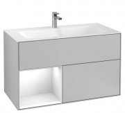 Тумба під раковину Villeroy & Boch Finion 99,6х49,8 см із підсвічуванням МДФ світло-сірий матовий лак/глянцевий білий лак F030GFGJ