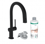 Змішувач для кухні Hansgrohe Aqittura M91 210 одноважільний з висувним носиком sBox стартовий комплект чорний матовий 76800670