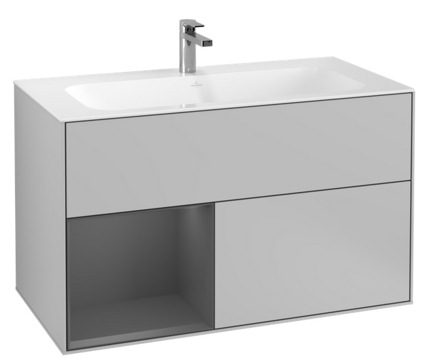 Тумба під раковину Villeroy & Boch Finion 99,6х49,8 см з підсвічуванням МДФ світло-сірий матовий лак/антрацит матовий лак F030GKGJ