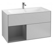 Тумба под раковину Villeroy & Boch Finion 99,6х49,8 см с подсветкой МДФ светло-серый матовый лак/антрацит матовый лак F030GKGJ