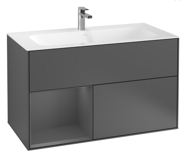 Тумба под раковину Villeroy & Boch Finion 99,6х49,8 см с подсветкой МДФ антрацит матовый лак F030GKGK
