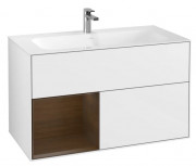 Тумба под раковину Villeroy & Boch Finion 99,6х49,8 см с подсветкой МДФ глянцевый белый лак/шпон грецкого ореха F030GNGF