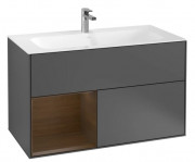 Тумба под раковину Villeroy & Boch Finion 99,6х49,8 см с подсветкой МДФ антрацит матовый лак/шпон грецкого ореха F030GNGK