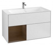 Тумба под раковину Villeroy & Boch Finion 99,6х49,8 см с подсветкой МДФ белый матовый лак/шпон грецкого ореха F030GNMT