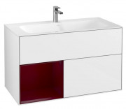 Тумба под раковину Villeroy & Boch Finion 99,6х49,8 см с подсветкой МДФ глянцевый белый лак/пион матовый лак F030HBGF