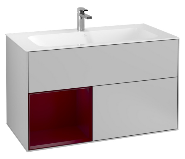 Тумба під раковину Villeroy & Boch Finion 99,6х49,8 см з підсвічуванням МДФ світло-сірий матовий лак/півон матовий лак F030HBGJ