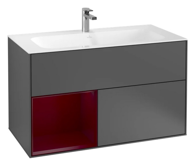 Тумба під раковину Villeroy & Boch Finion 99,6х49,8 см з підсвічуванням МДФ антрацит матовий лак/півон матовий лак F030HBGK