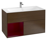 Тумба под раковину Villeroy & Boch Finion 99,6х49,8 см с подсветкой ДСП шпон грецкого ореха/пион матовый лак F030HBGN