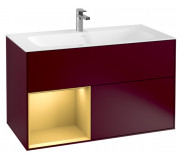 Тумба под раковину Villeroy & Boch Finion 99,6х49,8 см с подсветкой МДФ пион матовый лак/золотой матовый лак F030HFHB