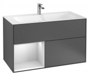 Тумба під раковину Villeroy & Boch Finion 99,6х49,8 см з підсвічуванням антрацит матовий лак/білий матовий лак F030MTGK
