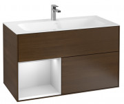 Тумба под раковину Villeroy & Boch Finion 99,6х49,8 см с подсветкой ДСП шпон грецкого ореха/белый матовый лак F030MTGN