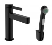 Смеситель для раковины Hansgrohe Finoris 110 однорычажный с набором для биде со шлангом черный матовый 76210670