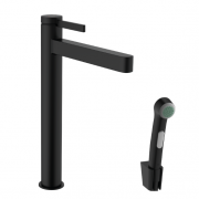Смеситель для раковины Hansgrohe Finoris 260 однорычажный с набором для биде со шлангом черный матовый 76220670