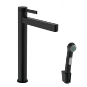 Смеситель для раковины Hansgrohe Finoris 260 однорычажный с набором для биде со шлангом черный матовый 76220670