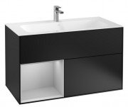 Тумба под раковину Villeroy & Boch Finion 99,6х49,8 см с подсветкой МДФ черный матовый лак/светло-серый матовый лак F030GJPD