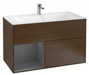 Тумба під раковину Villeroy & Boch Finion 99,6х49,8 см з підсвічуванням ДСП шпон волоського горіха/антрацит матовий лак F030GKGN