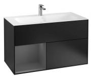 Тумба под раковину Villeroy & Boch Finion 99,6х49,8 см с подсветкой МДФ черный матовый лак/антрацит матовый лак F030GKPD