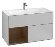 Тумба под раковину Villeroy & Boch Finion 99,6х49,8 см с подсветкой МДФ светло-серый матовый лак/шпон грецкого ореха F030GNGJ