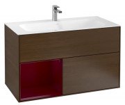 Тумба под раковину Villeroy & Boch Finion 99,6х49,8 см с подсветкой ДСП шпон грецкого ореха/пион матовый лак F030HBGN