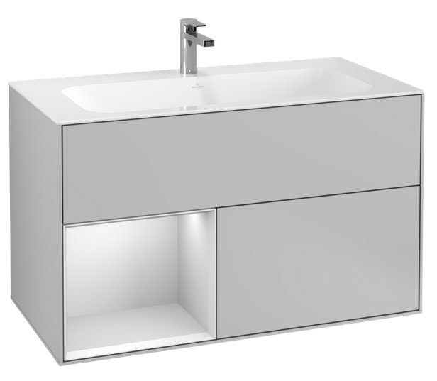 Тумба под раковину Villeroy & Boch Finion 99,6х49,8 см с подсветкой МДФ светло-серый матовый лак/белый матовый лак F030MTGJ