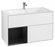 Тумба под раковину Villeroy & Boch Finion 99,6х49,8 см с подсветкой МДФ глянцевый белый лак/черный матовый лак F030PDGF