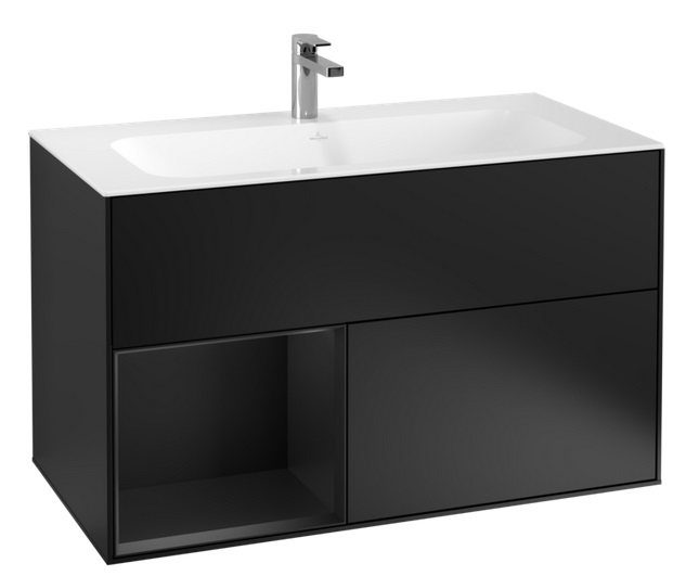 Тумба под раковину Villeroy & Boch Finion 99,6х49,8 см с подсветкой МДФ черный матовый лак F030PDPD