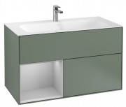 Тумба под раковину Villeroy & Boch Finion 99,6х49,8 см с подсветкой МДФ оливковый матовый лак/светло-серый матовый лак F030GJGM