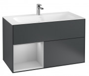 Тумба под раковину Villeroy & Boch Finion 99,6х49,8 см с подсветкой МДФ темно-синий матовый лак/светло-серый матовый лак F030GJHG