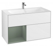 Тумба под раковину Villeroy & Boch Finion 99,6х49,8 см с подсветкой МДФ глянцевый белый лак/оливковый матовый лак F030GMGF