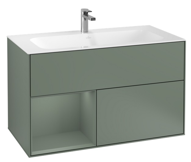 Тумба под раковину Villeroy & Boch Finion 99,6х49,8 см с подсветкой МДФ оливковый матовый лак F030GMGM