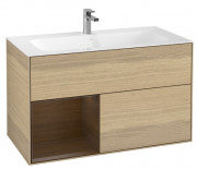 Тумба під раковину Villeroy & Boch Finion 99,6х49,8 см з підсвічуванням ДСП шпон дуба/шпон волоського горіха F030GNPC